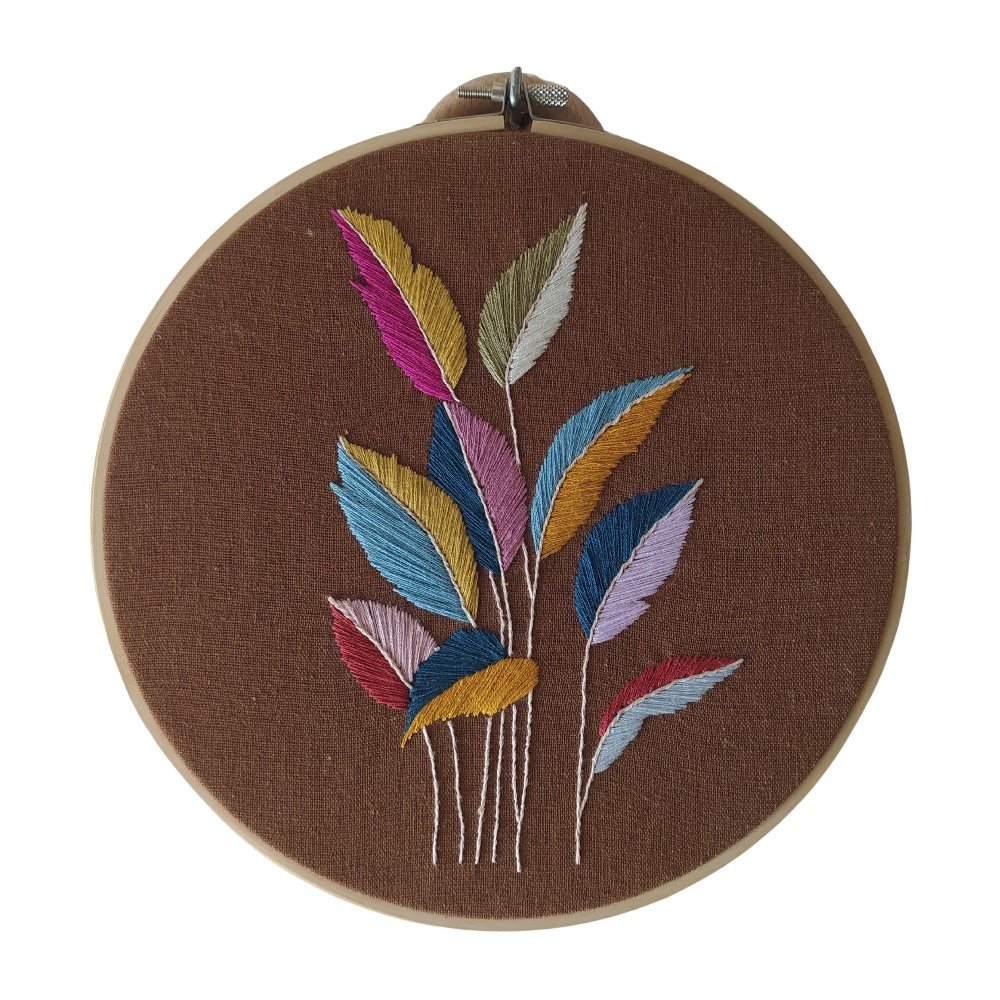 Boho Feathers 
Embroidered Hoop