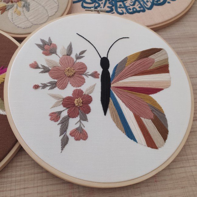 Boho Butterfly 
Embroidered Hoop