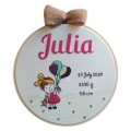 Customizable Balloon Girl Embroidered Hoop