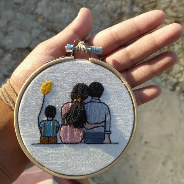 Warm Family 
Embroidered Hoop