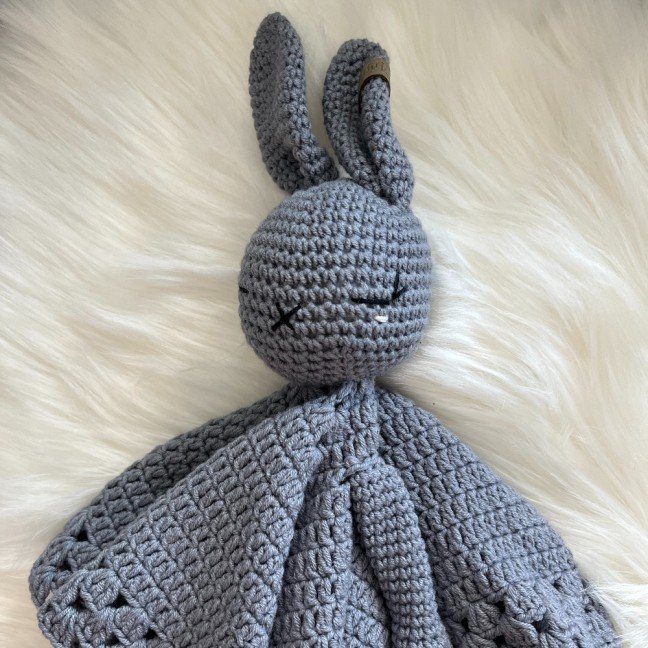Grey Bunny Crochet 
Security Blanket