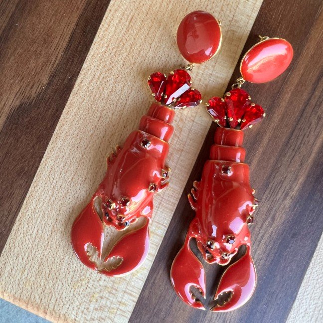 Red Lobster 
Long Earrings