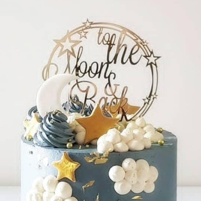 To The Moon & Back 
Cake Topper