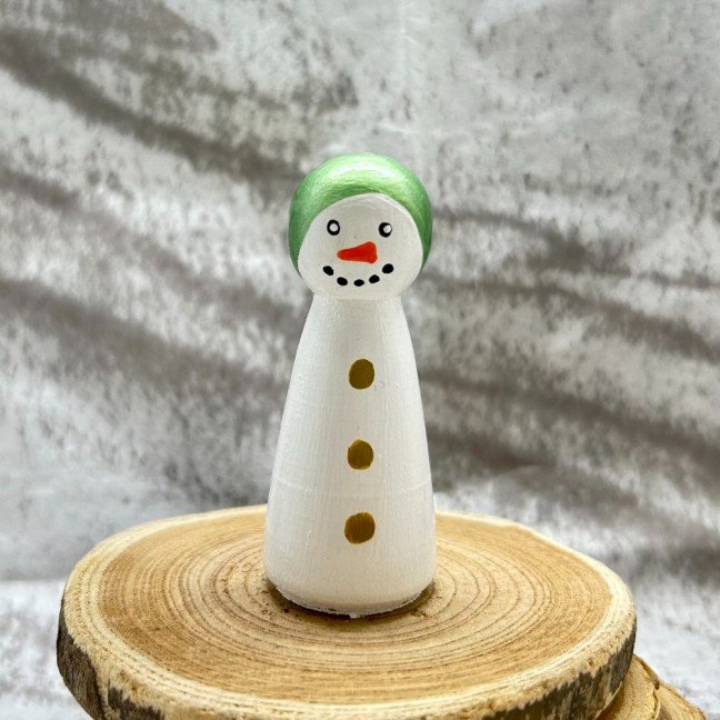 Green Beanie 
Snowman Peg
