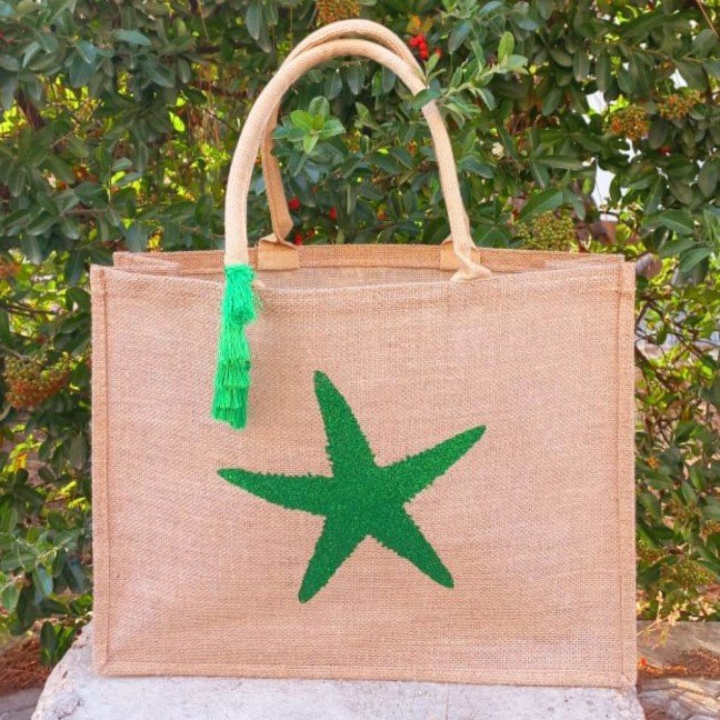 Green Starfish 
Beach Bag