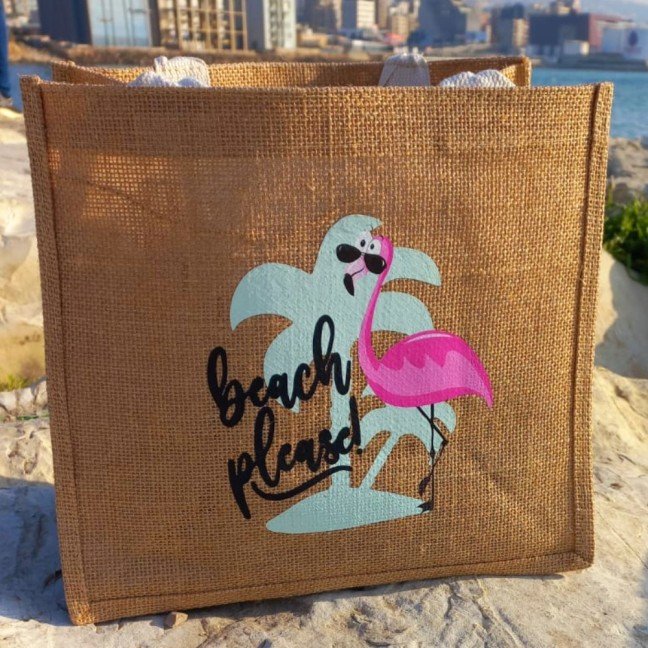 Flamingo Beach 
Please Beach Bag