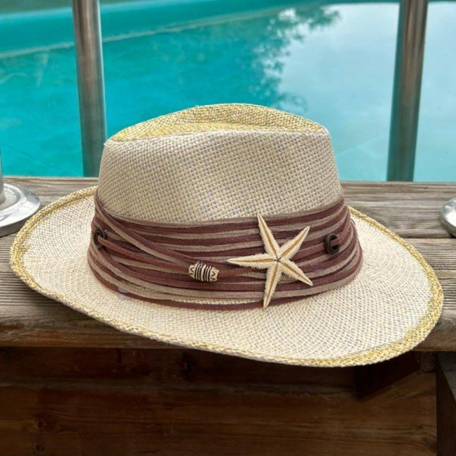 Golden Starfish 
Raffia Hat