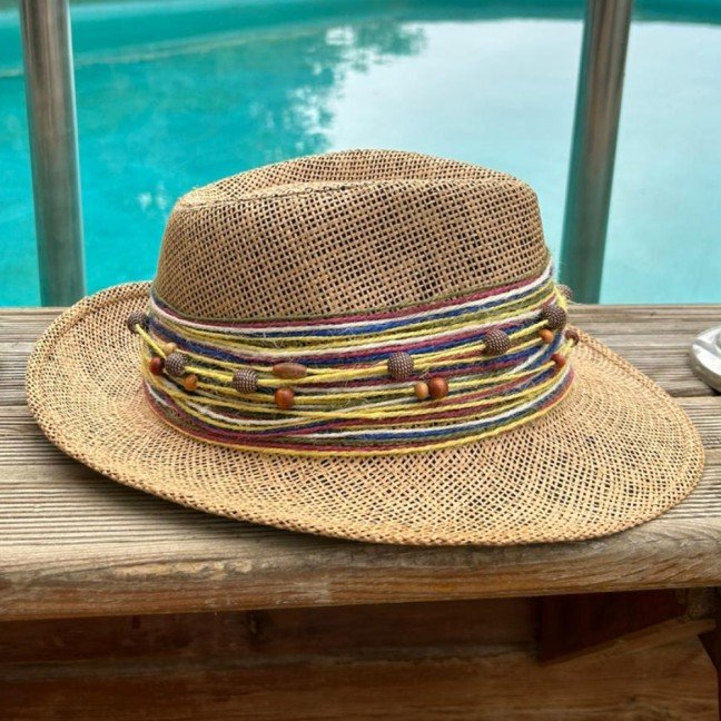 Yellow Ropes & Beads 
Raffia Hat