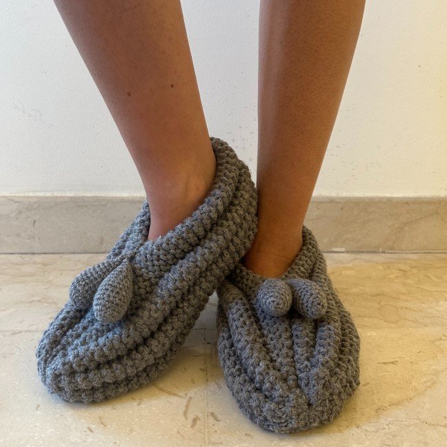 Grey Knitted 
Slippers