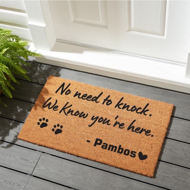 Customizable Doormat: 
We Know You're Here