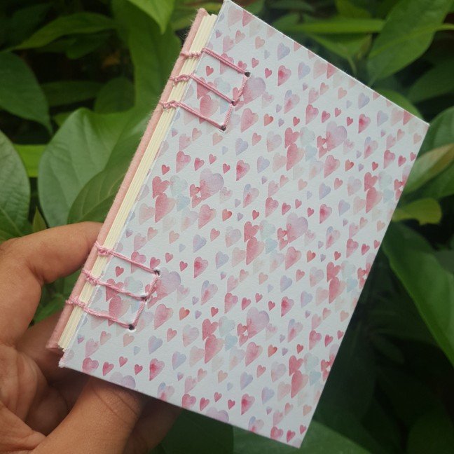 Small journal: pink 
hearts pattern