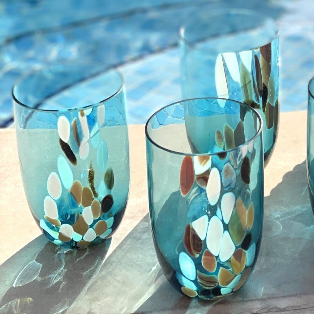 Set of 6 Marble Tumbler 
Amalfi Blue Glasses