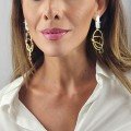 Stone Swing 
Nacre Earrings