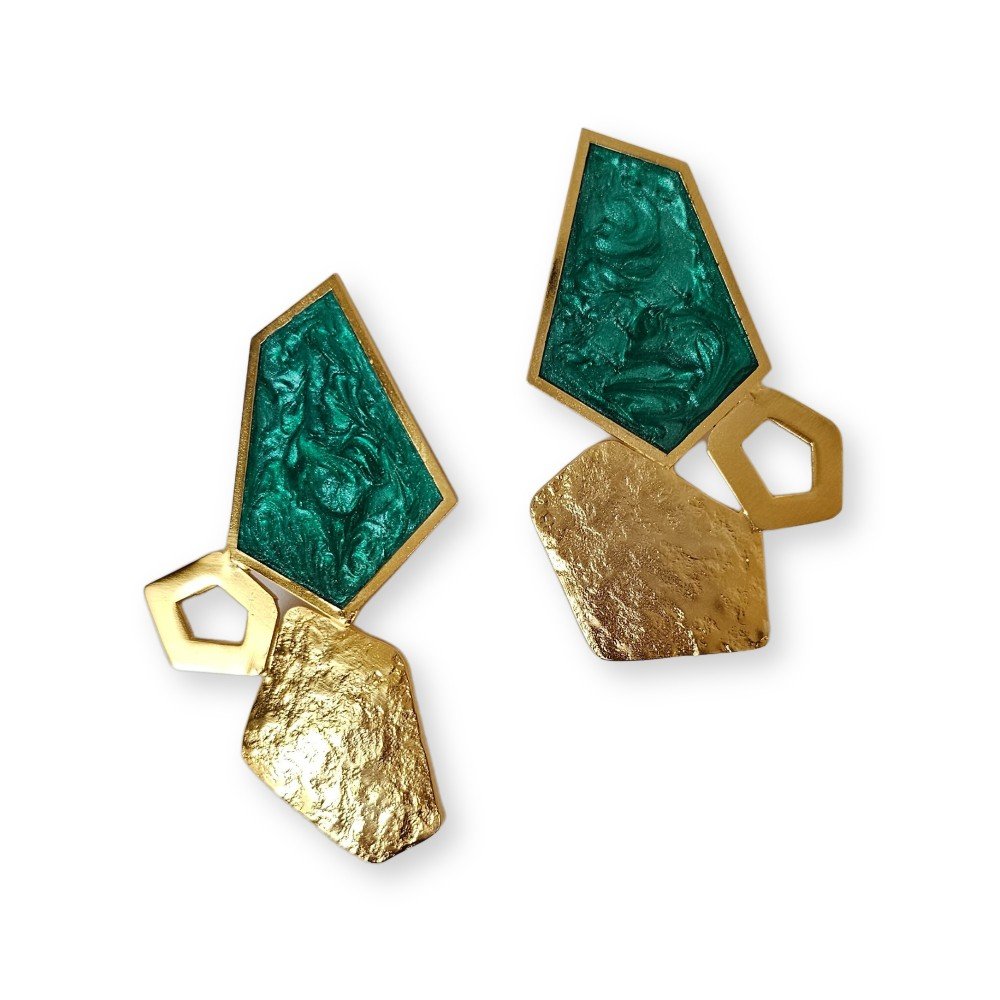 HexaChroma 
Green Earrings