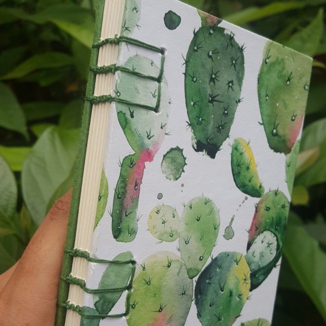 Small journal: green 
cactus pattern
