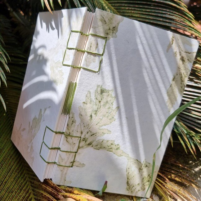 Journal: green leaf 
printed pattern