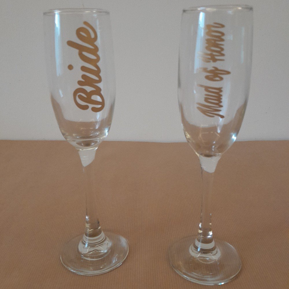Bride & Maid of Honor 
Champagne Glasses
