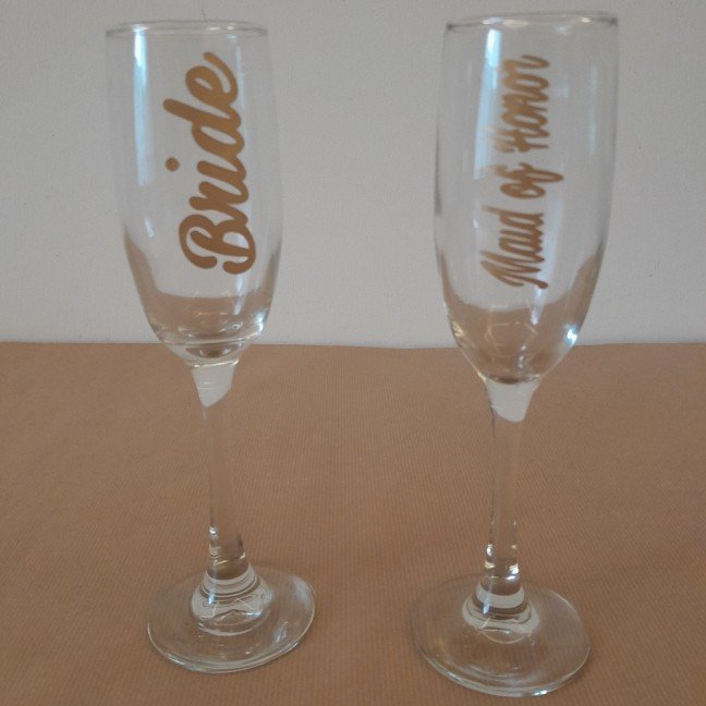 Bride & Maid of Honor 
Champagne Glasses