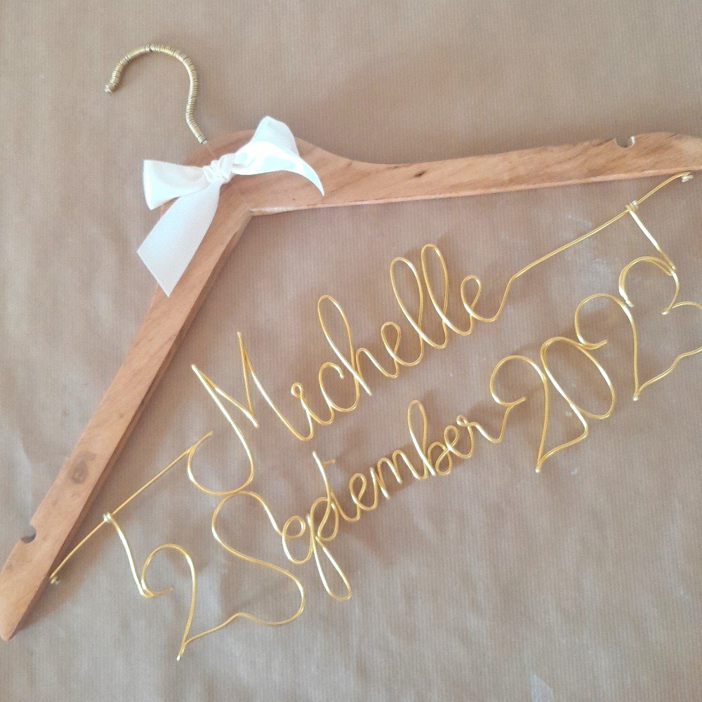 Personalized Bridal Clothes Hanger With Wire