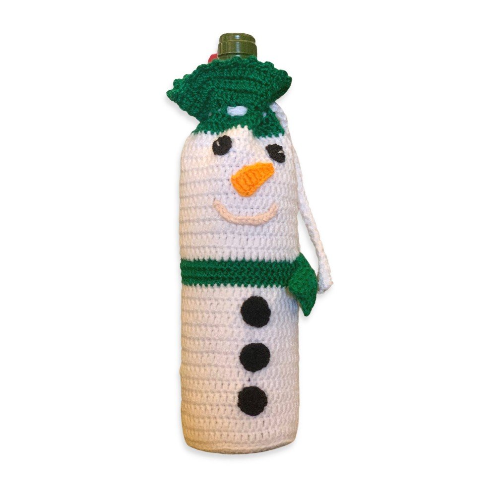 Knitted Snowman 
Wine Bottle Cover