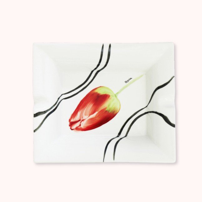 Porcelain Ashtray: 
Red Tulip