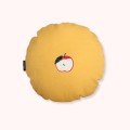 Embroidered yellow canvas red apple cushion