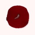 Embroidered red velvet chili pepper cushion