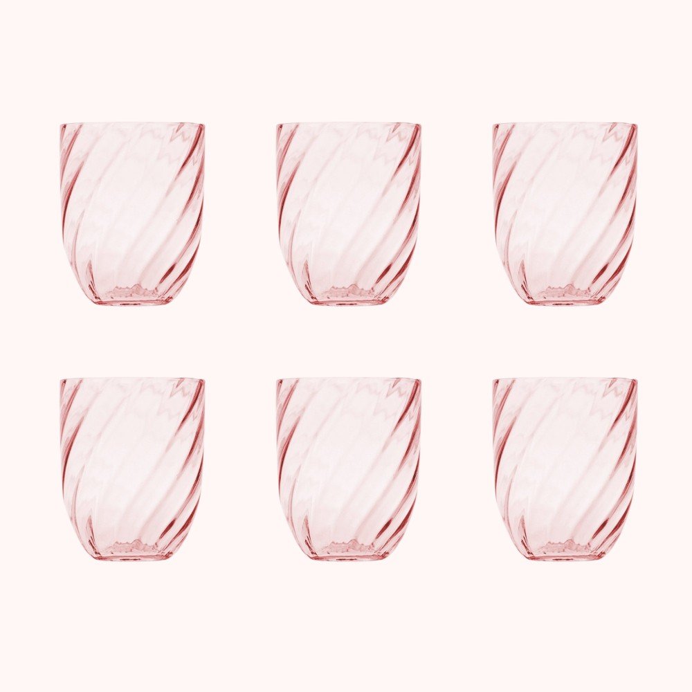 Set of 6 Swirl Tumbler 
Rose Glasses
