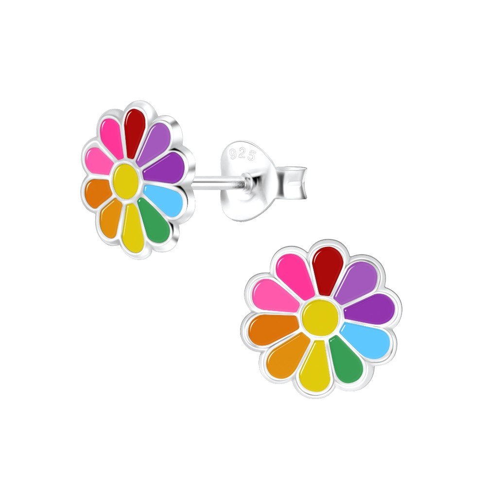 Multicolor Daisy Flower
Kids Silver Earrings