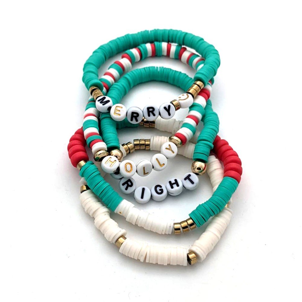 Set of 5 Merry 
Christmas Bracelets