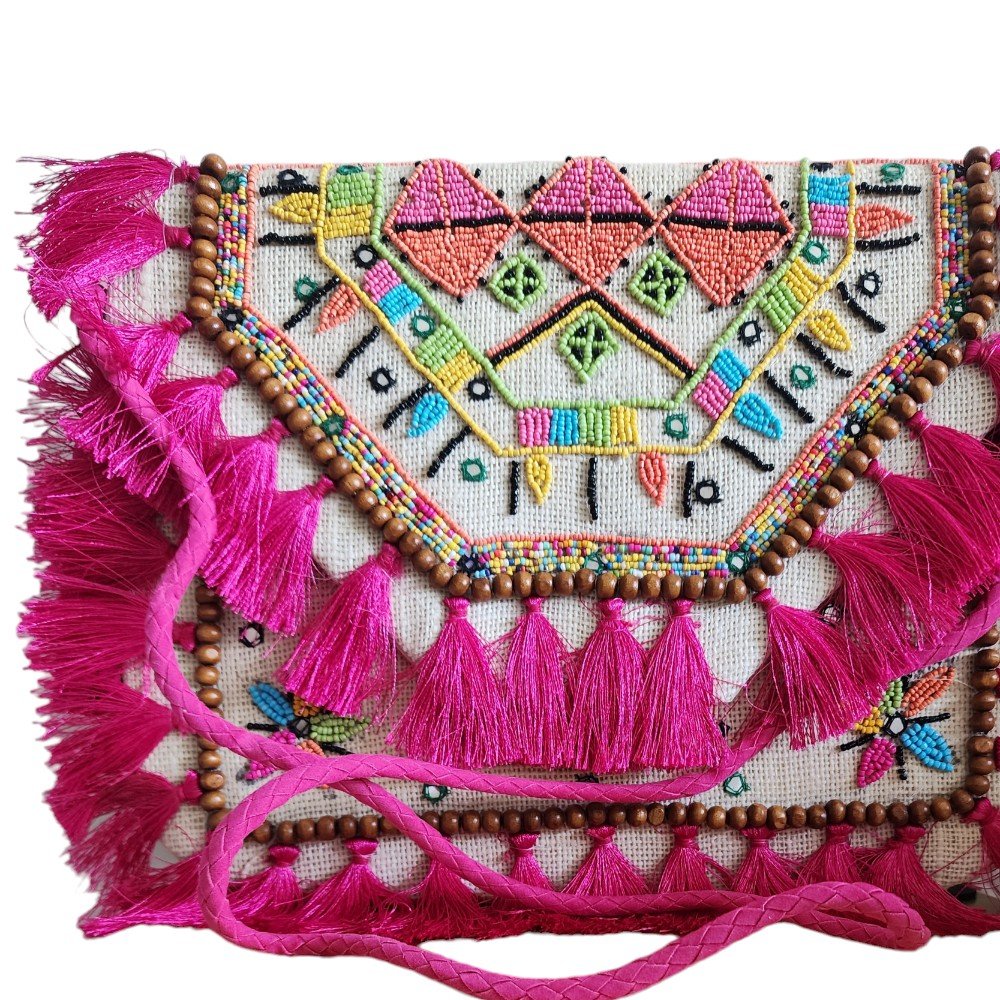 Pink Boho 
Embroidered Bag