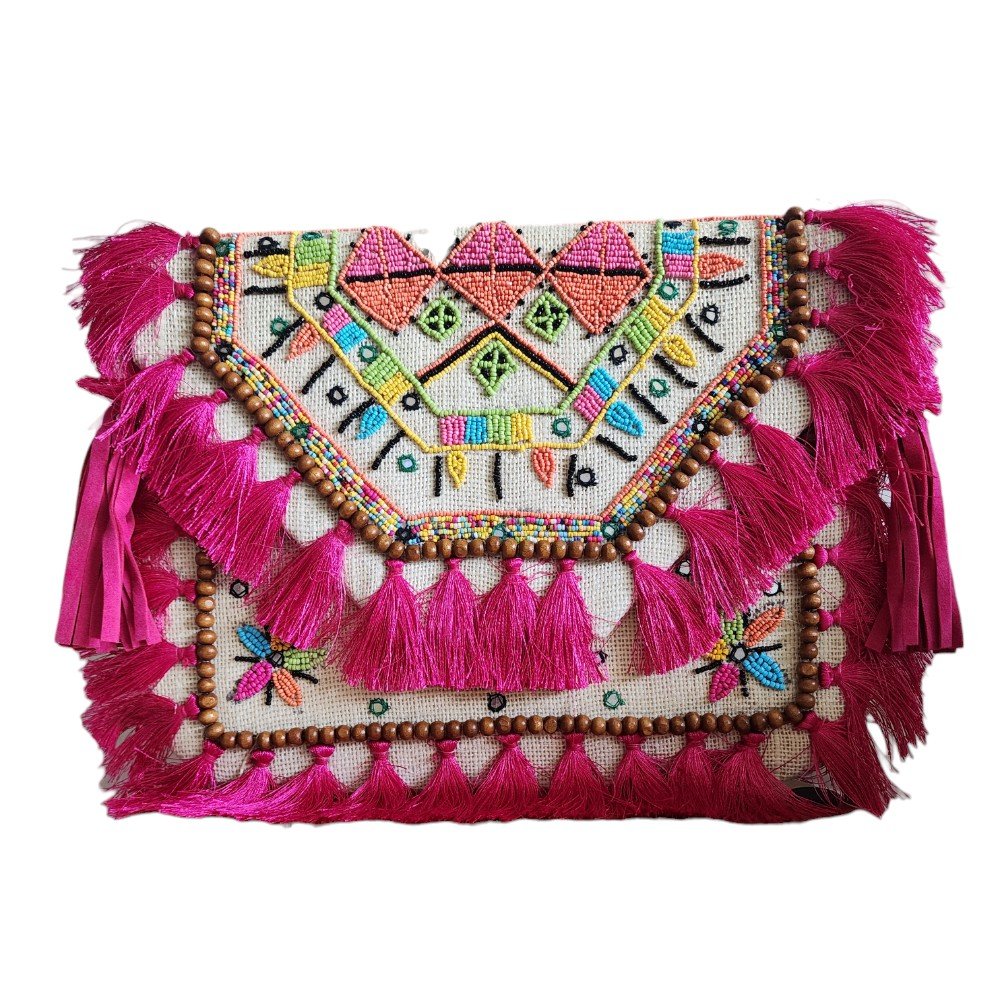 Pink Boho 
Embroidered Bag