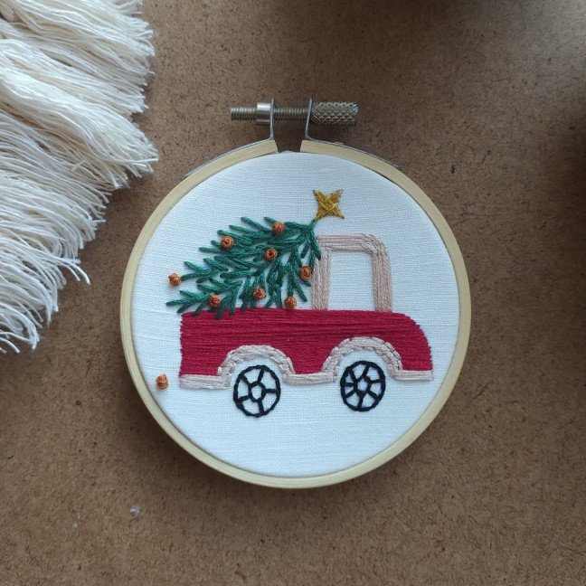 Christmas Truck 
Embroidered Hoop