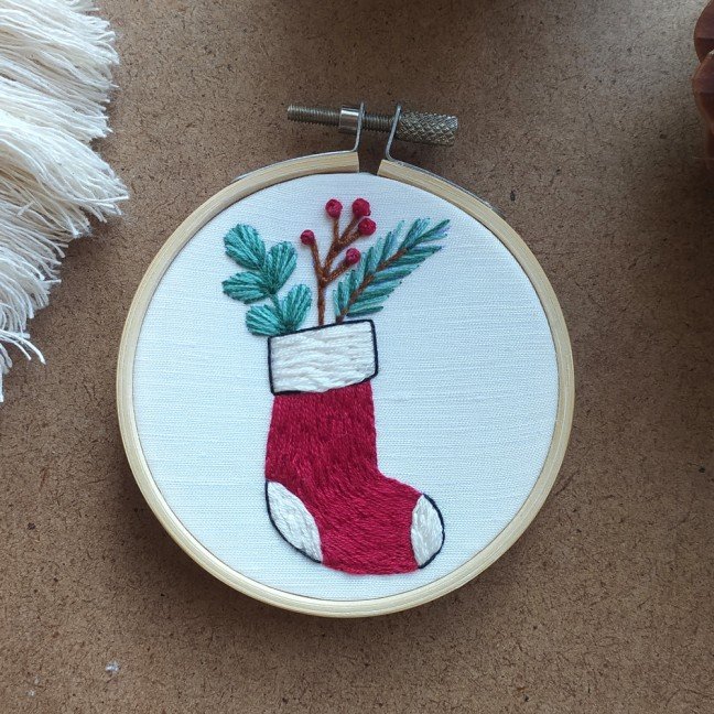 Christmas Stocking 
Embroidered Hoop