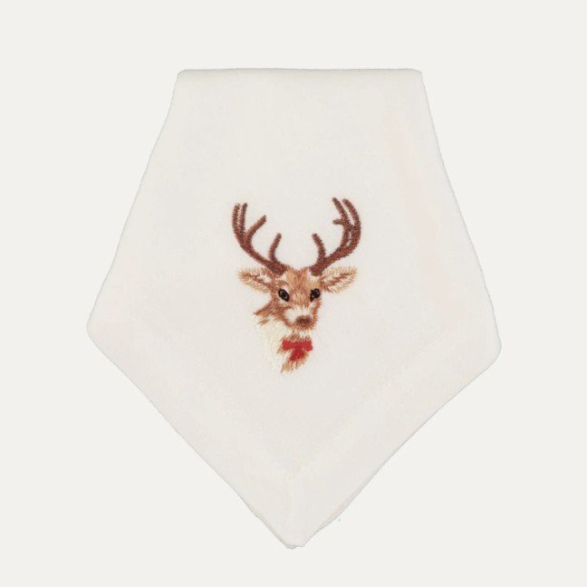 Embroidered Reindeer 
Linen Napkin
