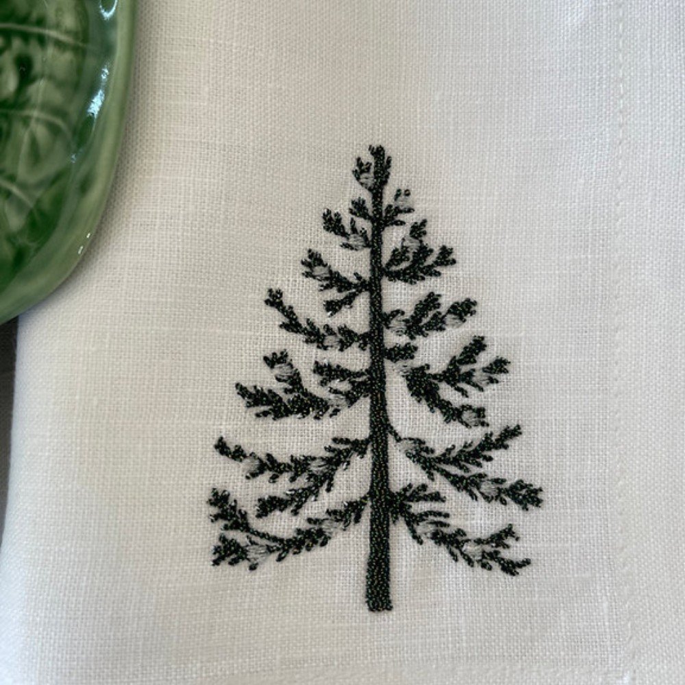 Embroidered Tree 
Linen Napkin