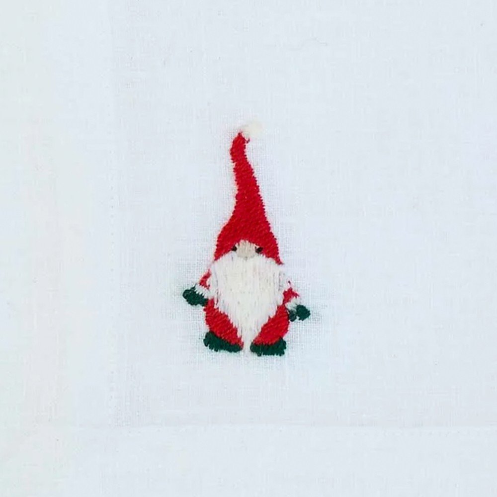 Embroidered Gnome 
Linen Napkin