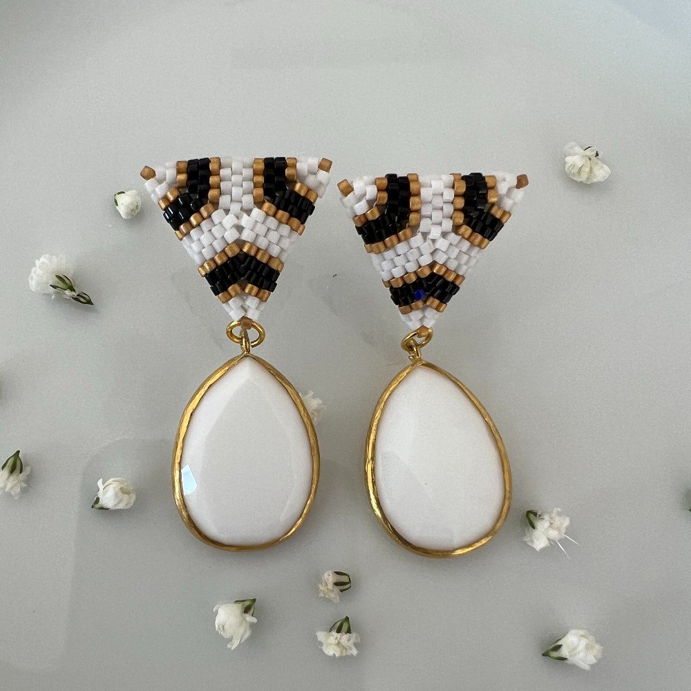 White 
Stone Earrings