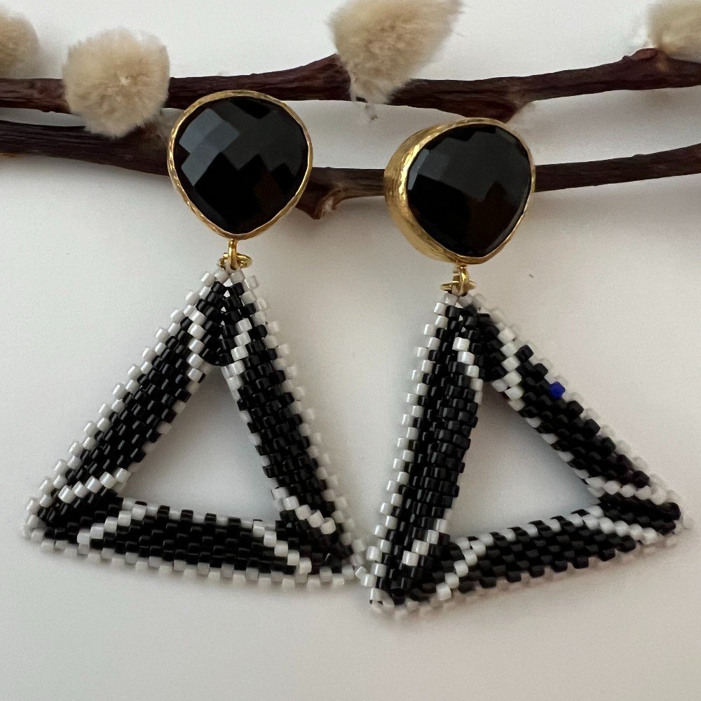 Black Triangle 
Bead Earrings