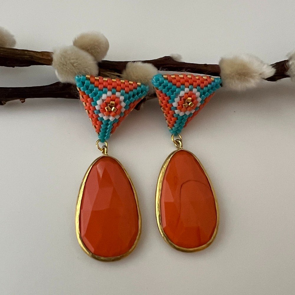 Orange 
Stone Earrings