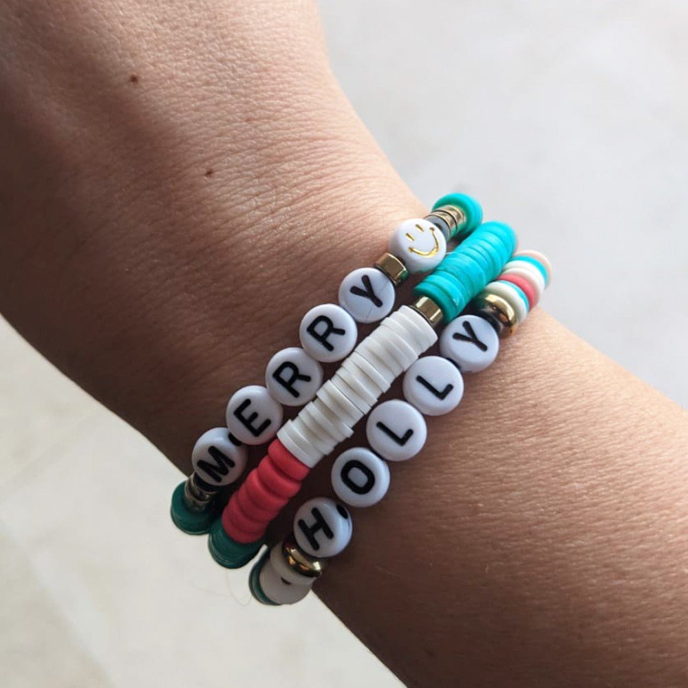 Set of 3 Holly 
Christmas Bracelets
