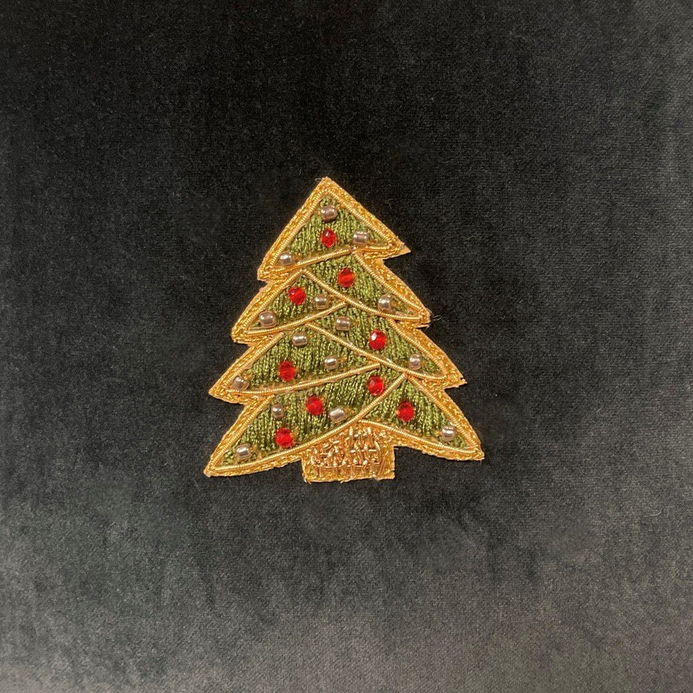 Embroidered Velvet Christmas Tree Cushion