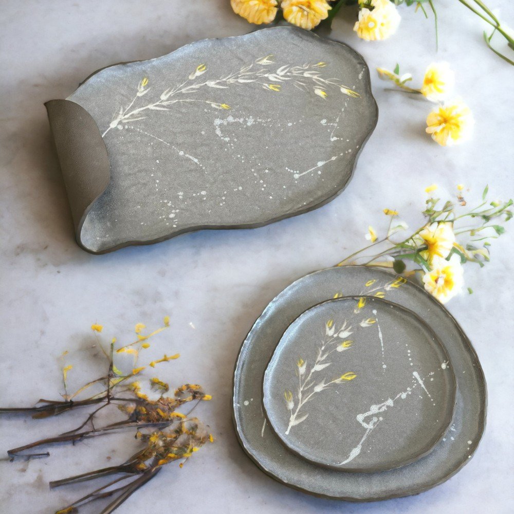Blossom Yellow Flower 
Ceramic Cheese Platter