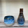 Ceramic Matcha Cup & Whisk Holder Set: Blue