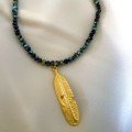 Gold Plated Feather 
Beads Necklace