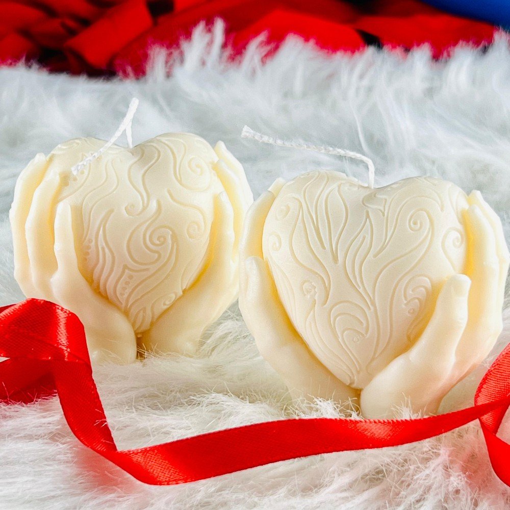 Hands Holding Heart 
Molded Candle