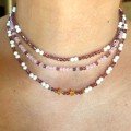 Set Of 3 White & Purple
Bead Necklaces