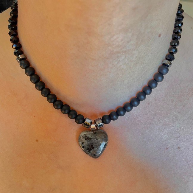 Black Stone 
Heart Necklace