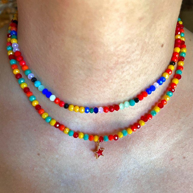 Set Of 2 Multicolored 
Bead Necklaces