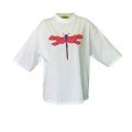 White Dragonfly Print 
Cotton Oversized T-shirt